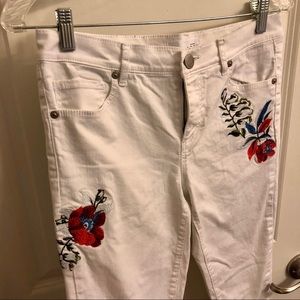 White Embroidered Denim